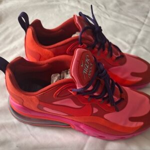 Nike Women's Air Max 270 React Pink and Red Sneakers.size 9